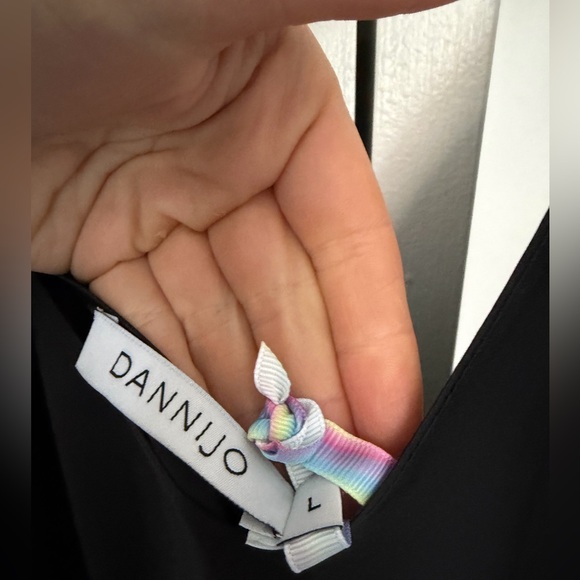 Dannijo rhinestone strap black silk maxi dress with a slit. Size L - Picture 7 of 8